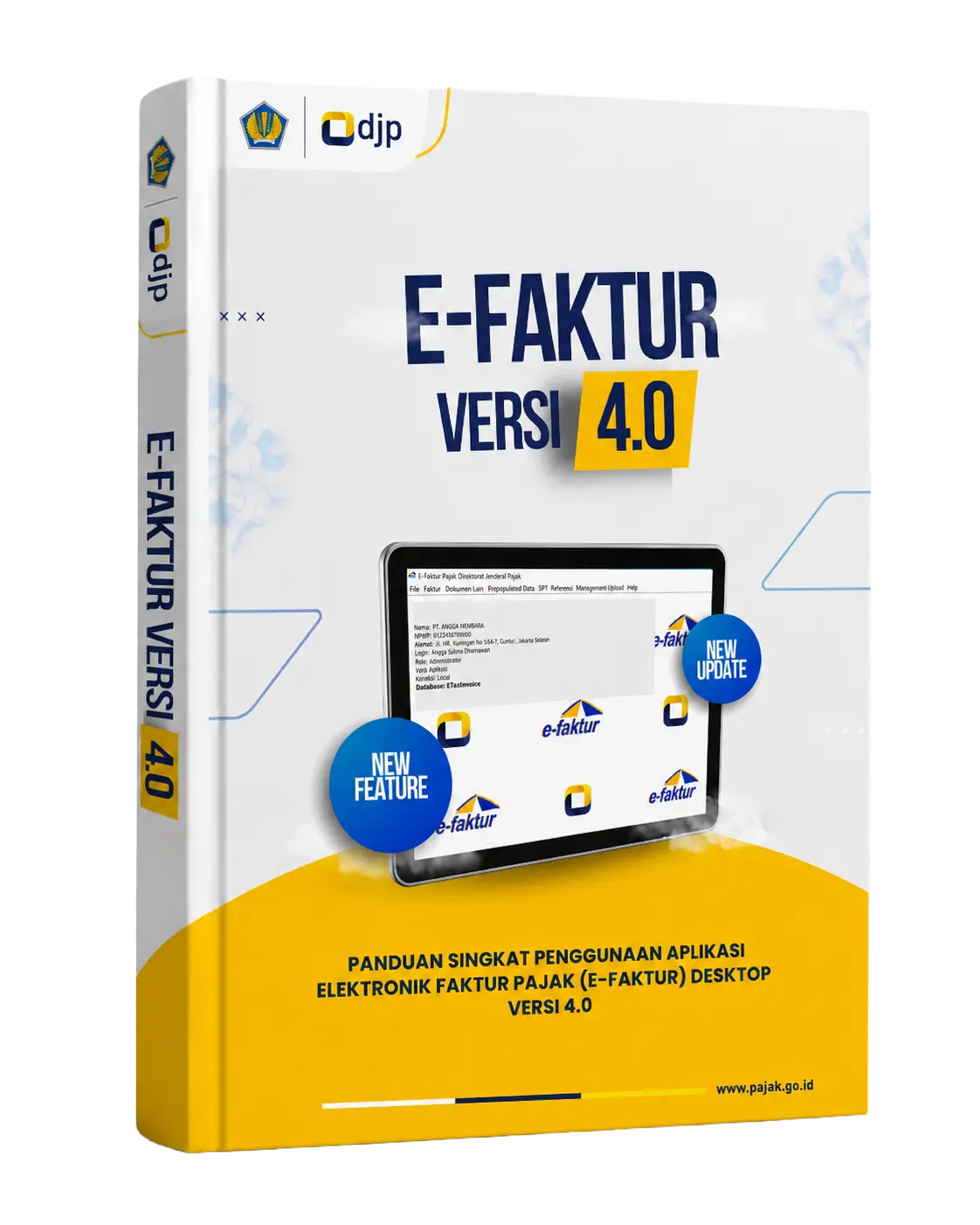 Mockup buku Panduan Penggunaan Aplikasi e-Faktur Desktop Versi 4.0